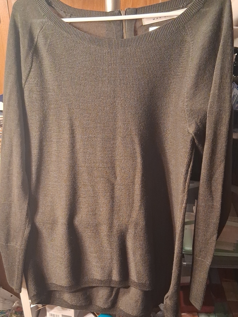 Simple Long Sleeve Knit Top - Dark Gray - Picture 2 of 7
